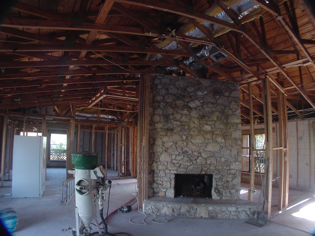 Interior gutted down to the studs during a tear-out