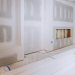 House hall interior with drywall completely installed and painted wall